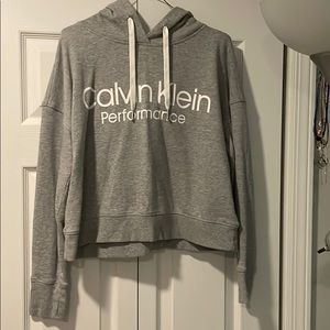 cropped grey calvin klein sweatshirt